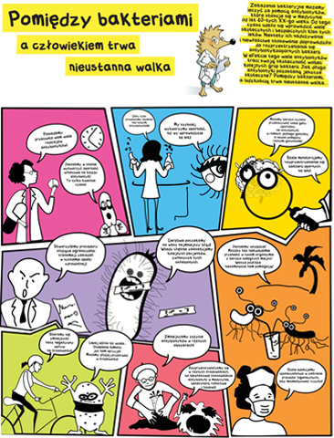 komiks, walka człowieka i bakterii