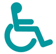 grafika, osoba na wózku inwalidzkim